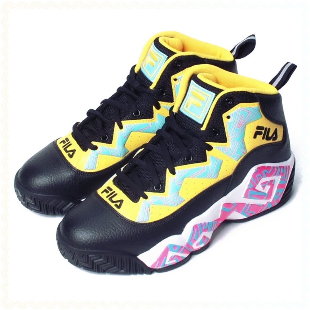 Fila black lemon bluefish basketball sneakers